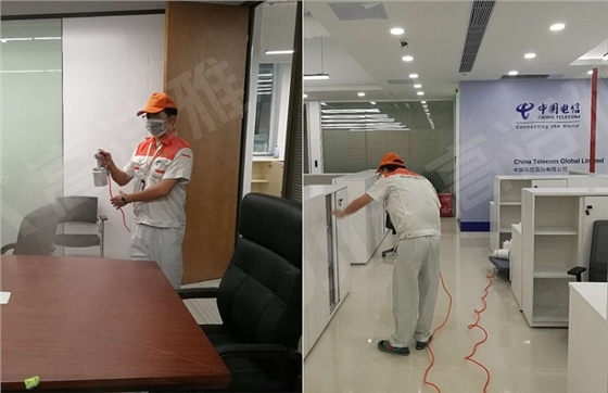 高潔雅為中國電信進(jìn)行室內(nèi)空氣治理，除甲醛專業(yè)還是高潔雅。